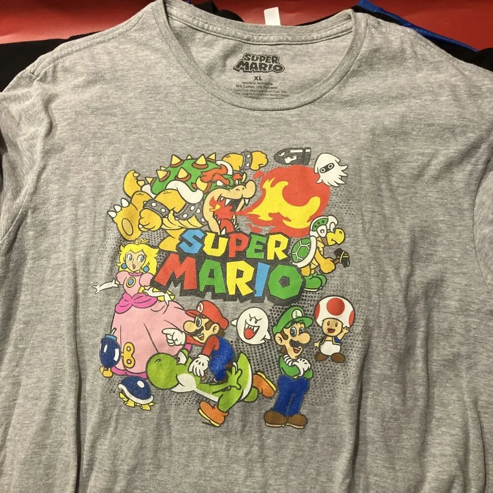Lot Of 5 Graphic T Shirts All Size XL Scooby Mario Toy Story Etc